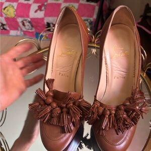 Christian Louboutin Brown Flats with Tassel Fringe 38. 1/2 (8-8.5)